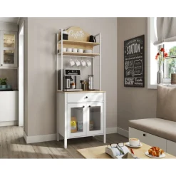 Aamiaiskaappi Linento Furniture FRN-20076-X, 75x210cm, valkoinen/ruskea