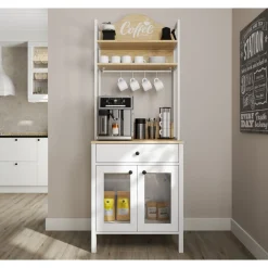 Aamiaiskaappi Linento Furniture FRN-20076-X, 75x210cm, valkoinen/ruskea