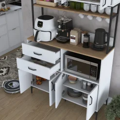 Aamiaiskaappi Linento Furniture JE180 - 3403 saksanpähkinä/valkoinen/musta
