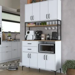 Aamiaiskaappi Linento Furniture JE180 - 3403 saksanpähkinä/valkoinen/musta