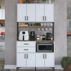 Aamiaiskaappi Linento Furniture JE180 - 3403 saksanpähkinä/valkoinen/musta