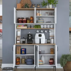 Aamiaiskaappi Linento Furniture JE176 - 3398 saksanpähkinä/valkoinen, Verkkokaupan poistotuote