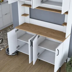 Aamiaiskaappi Linento Furniture JE176 - 3398 saksanpähkinä/valkoinen, Verkkokaupan poistotuote