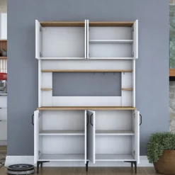 Aamiaiskaappi Linento Furniture JE176 - 3398 saksanpähkinä/valkoinen, Verkkokaupan poistotuote