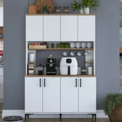 Aamiaiskaappi Linento Furniture JE176 - 3398 saksanpähkinä/valkoinen, Verkkokaupan poistotuote