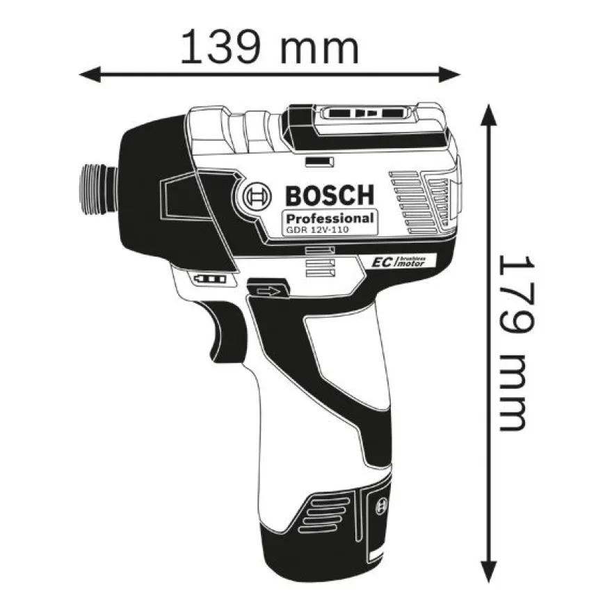 Akkuiskuruuvinväännin Bosch Professional GDR 12V-110 Solo, 12V + L-Boxx, ilman akkua