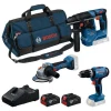 Akkukonesarja Bosch Professional GSB/GBH/GWS, 3 osaa, 18V, 2x4.0Ah akuilla + laukku