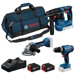 Akkukonesarja Bosch Professional GSB/GBH/GWS, 3 osaa, 18V, 2x4.0Ah akuilla + laukku