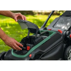 Akkuruohonleikkuri Bosch Rotak 18V2-43, 2x18V, 2x4.0Ah akuilla + varaterä