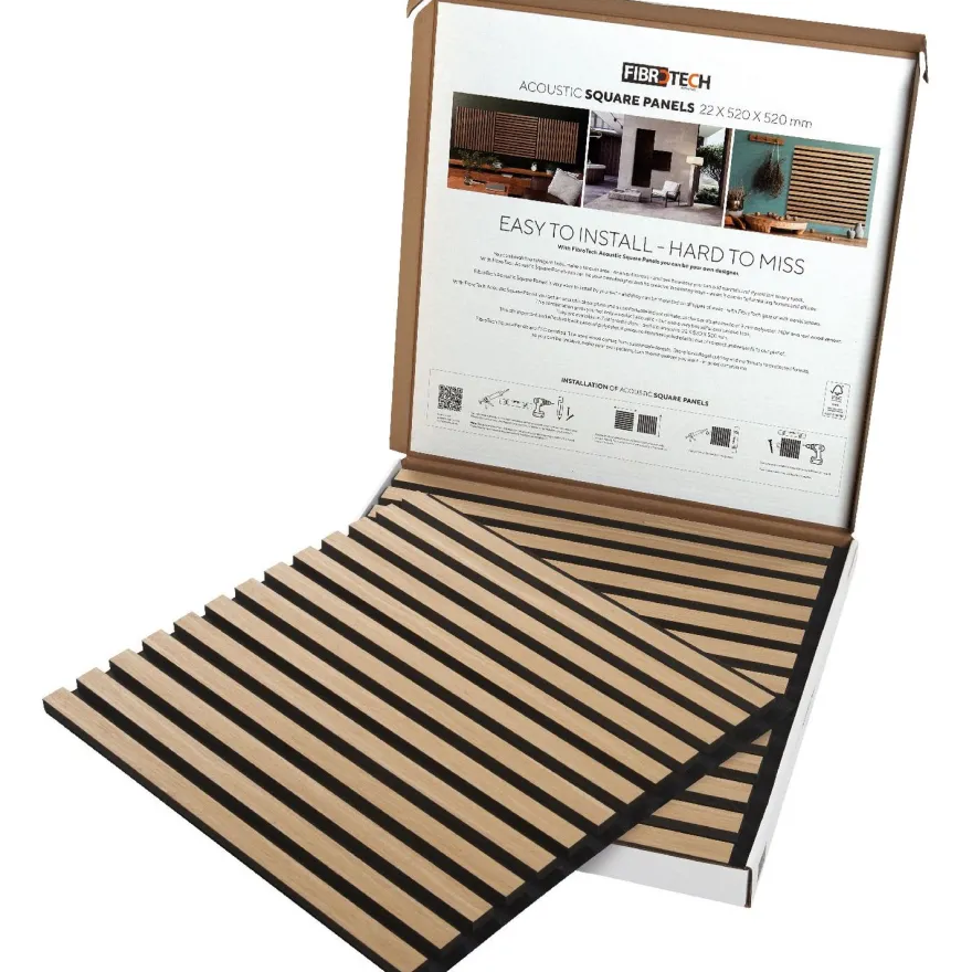 Akustiikkalevy Fibrotech Square, 22x520x520mm, 2 kpl/pkt, eri värejä