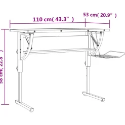 Askartelypöytä 110x53x(58-87)cm, eri värejä