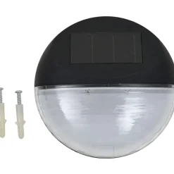 Aurinkoenergia ulkoseinävalaisimet, LED, 12 kpl, pyöreä, musta