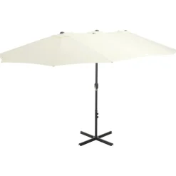 Aurinkovarjo, alumiinitanko, 460x270 cm, hiekanruskea