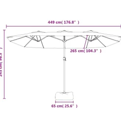 Aurinkovarjo kaksipäinen LED-valot, 449x245 cm, eri värejä (28440)