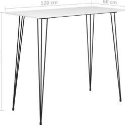 Baaripöytä valkoinen 120x60x105 cm