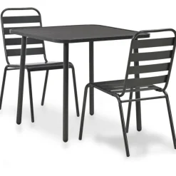 Bistrokalusteryhmä ulkotiloihin 3 osaa, teräs, tummanharmaa