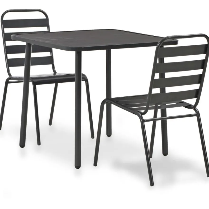 Bistrokalusteryhmä ulkotiloihin 3 osaa, teräs, tummanharmaa