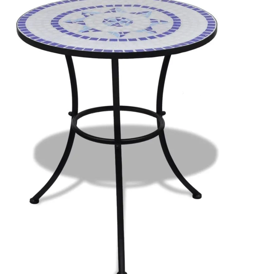 Bistropöytä 60 cm, sininen ja valkoinen mosaiikki