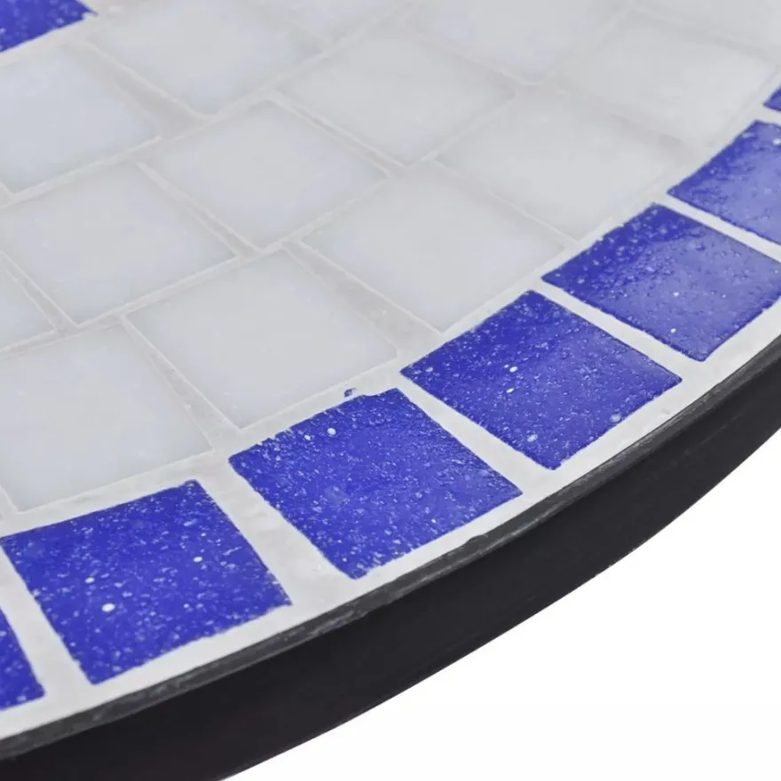 Bistropöytä 60 cm, sininen ja valkoinen mosaiikki