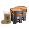 Bokashi keittiökompostori BioProffa Organko tuplapakkaus, 16l, musta/oranssi
