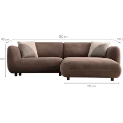 Divaanisohva Linento Furniture Pavia Corner 1, 3-istuttava, ruskea