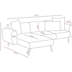 Divaanisohva Linento Furniture Side, 3-istuttava, oikea, kerma