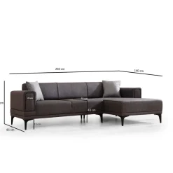 Divaanivuodesohva Linento Furniture Horizon, 3-istuttava, oikea, tummanharmaa