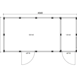 Elementtivarasto Aarni E6d, 4540x2140mm, 9.72m², puuvalmis
