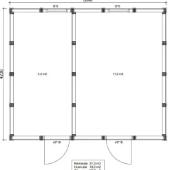 Elementtivarasto Aarni E16, 4240x5040mm, 21.36m², puuvalmis