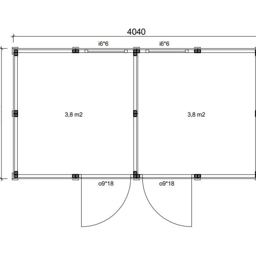 Elementtivarasto Aarni E6, 4040x2140mm, 8.65m², puuvalmis