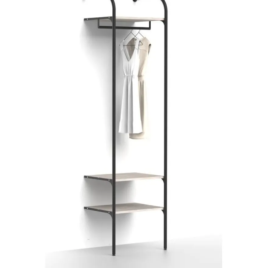 Eteisen säilytysjärjestelmä Mirror Line Nivo, tangolla ja hyllyillä, leveys 60cm, mittatilaus