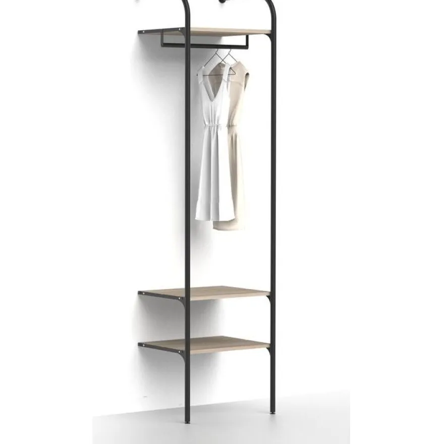 Eteisen säilytysjärjestelmä Mirror Line Nivo, tangolla ja hyllyillä, leveys 60cm, mittatilaus