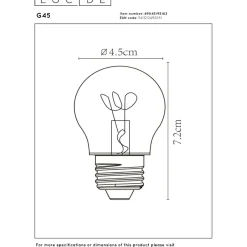 Filamenttilamppu Lucide G45, Ø4.5cm, IP20, 3W, 165lm
