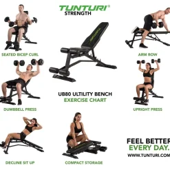 Harjoittelupenkki Tunturi UB80 Utility Bench, kokoontaitettava, max.150kg