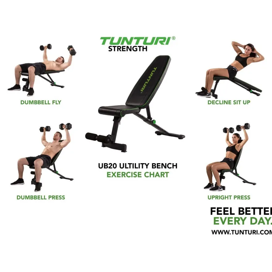 Harjoittelupenkki Tunturi UB20 Utility Bench, kokoontaitettava, max.120kg