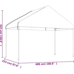 Huvimaja katolla valkoinen 13,38x4,08x3,22 m polyeteeni
