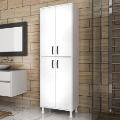 Kaappi Linento Furniture M4-1103, korkeus 191cm, leveys 62.6cm, valkoinen