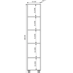 Kaappi Linento Furniture Rb-056, 35x180cm, mattavalkoinen