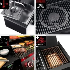 Kaasugrilli Landmann Rexon Cool Black MaxX 4.1, 4 poltinta, infrapunasivukeitin