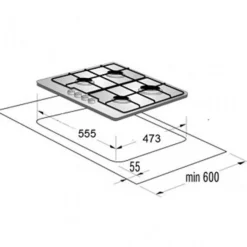 Kaasuliesitaso Schlosser PGH6351B, 60 cm, 4-liekkinen, musta