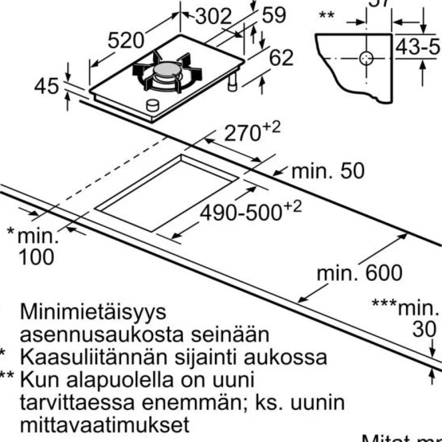Kaasuliesitaso Siemens iQ700 Domino ER3A6AB70 30cm musta