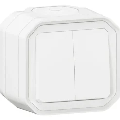 Kaksoisvaihtokytkin/-painike Legrand Plexo 10 A IP55 pinta, valkoinen