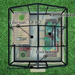 Kasvihuone Lykke, 3,8 m², muovi, musta