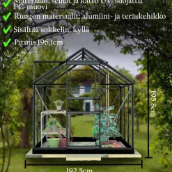 Kasvihuone Lykke, 3,8 m², muovi, musta
