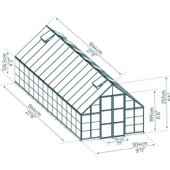 Kasvihuone Palram-Canopia Balance, 25.1m², 10x28ft, hopea