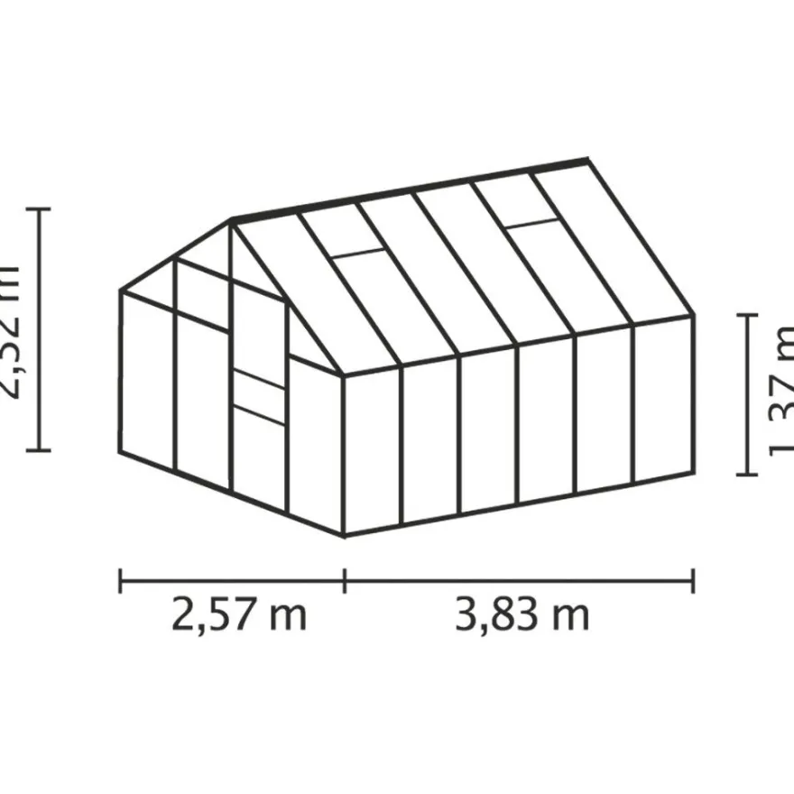 Kasvihuone Vitavia Merkur, polykarbonaatti, musta, sokkelilla, eri kokoja