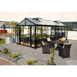 Kasvihuone Vitavia Poseidon 10000, 10m², turvalasi/musta, kennolevykatto