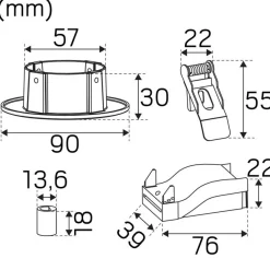 Kattokuppi Hide-a-lite Focus Pendant, upotettava, jousilla, valkoinen