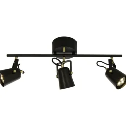 Kattospotti Aneta Lighting Metz, 3-osainen, musta/mattamessinki