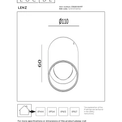Kattospotti Lucide Lenz, Ø11cm, IP54, 8W, ruskea